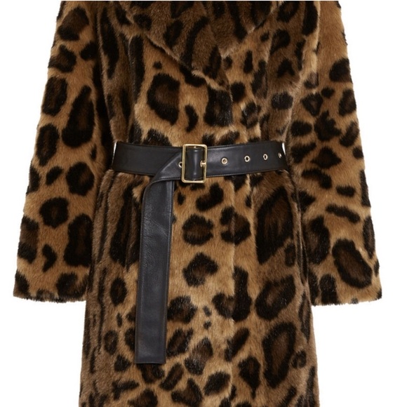 Stand studio faux leopard belted long coat - Picture 3 of 5